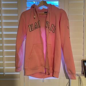 Pink hawaii zip up hoodie